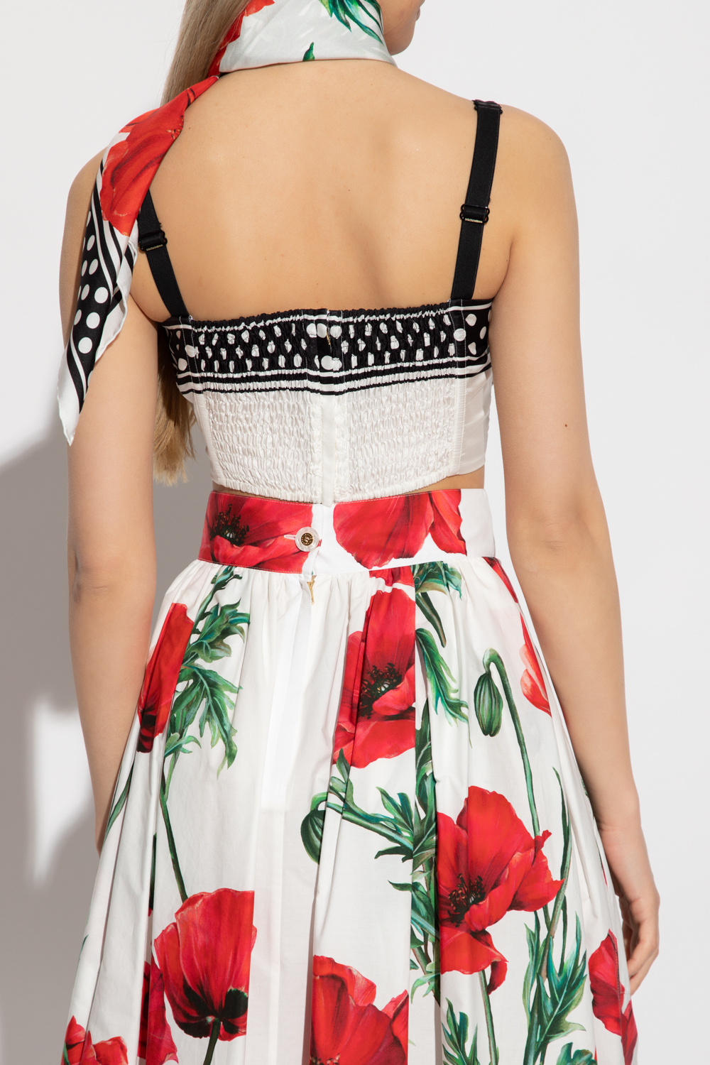 【関税＆送料込み】Dolce & Gabbana Underwire Regg Clothing Dévoré silk jacquard calf-length dress with DG logo in Azure